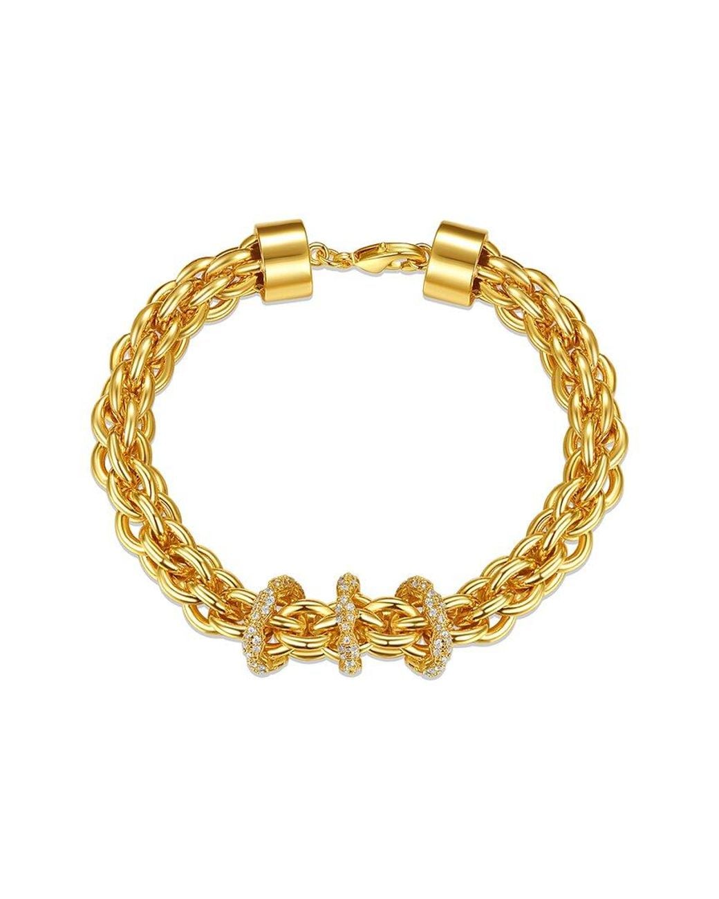 Rachel Glauber Metallic 14k Plated Braided Bracelet