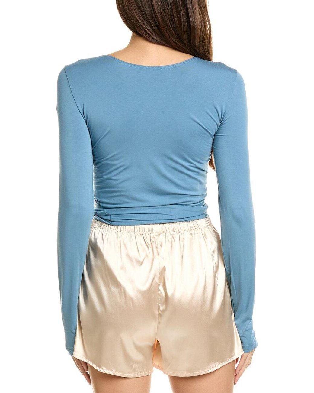Hanro Blue Yoga Wrap Top