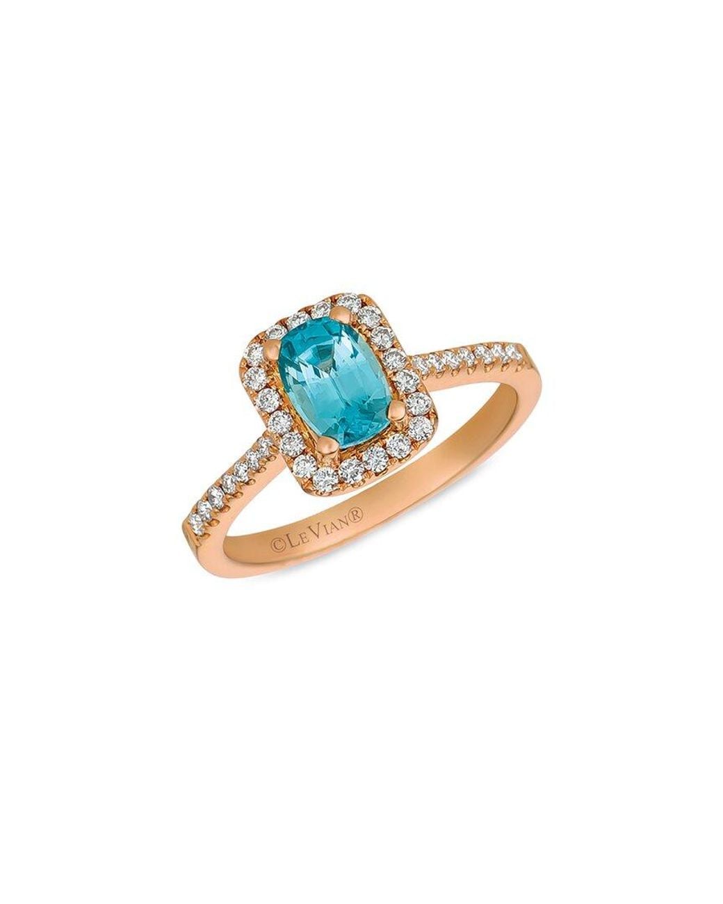 Le Vian Blue 14K Rose 1.36 Ct. Tw. Diamond & Zircon Rectangular Ring
