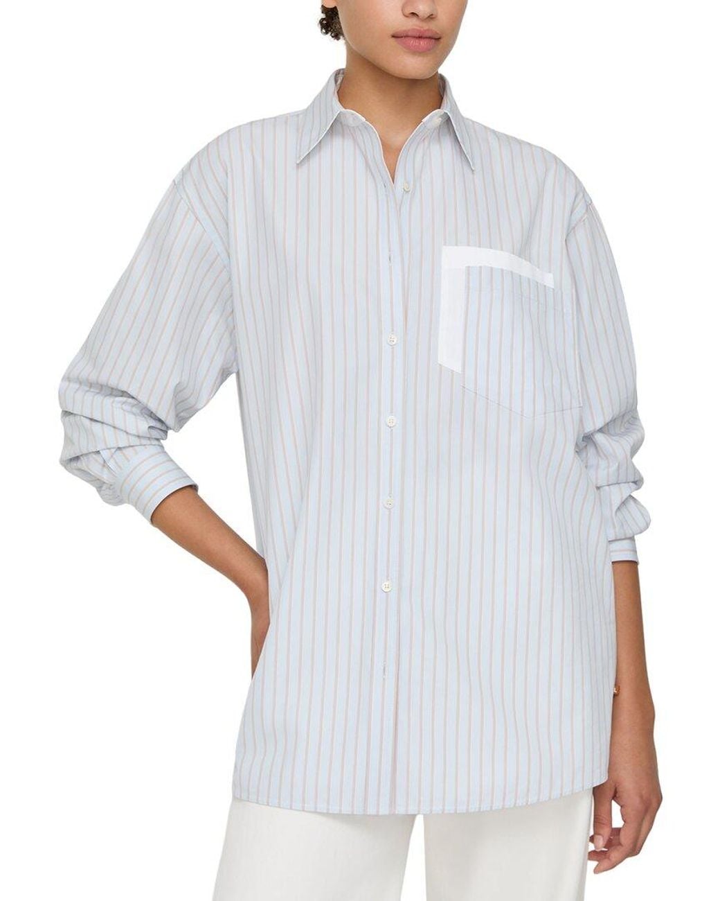 Lafayette 148 New York White Boyfriend Oversized Shirt