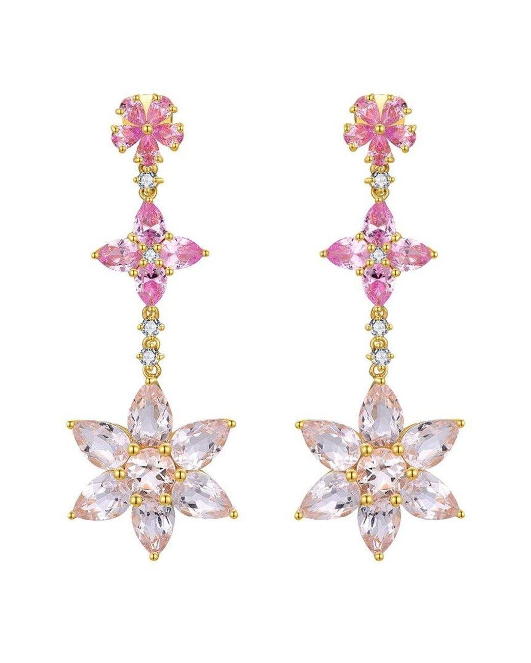 Nina Zhou Jewelry White 14K 7.45 Ct. Tw. Diamond & Gemstone Drop Earrings