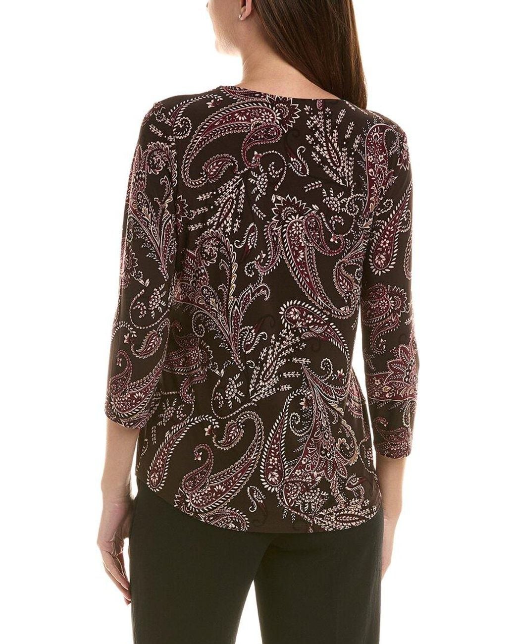 Jones New York Brown Buckle Trim Top