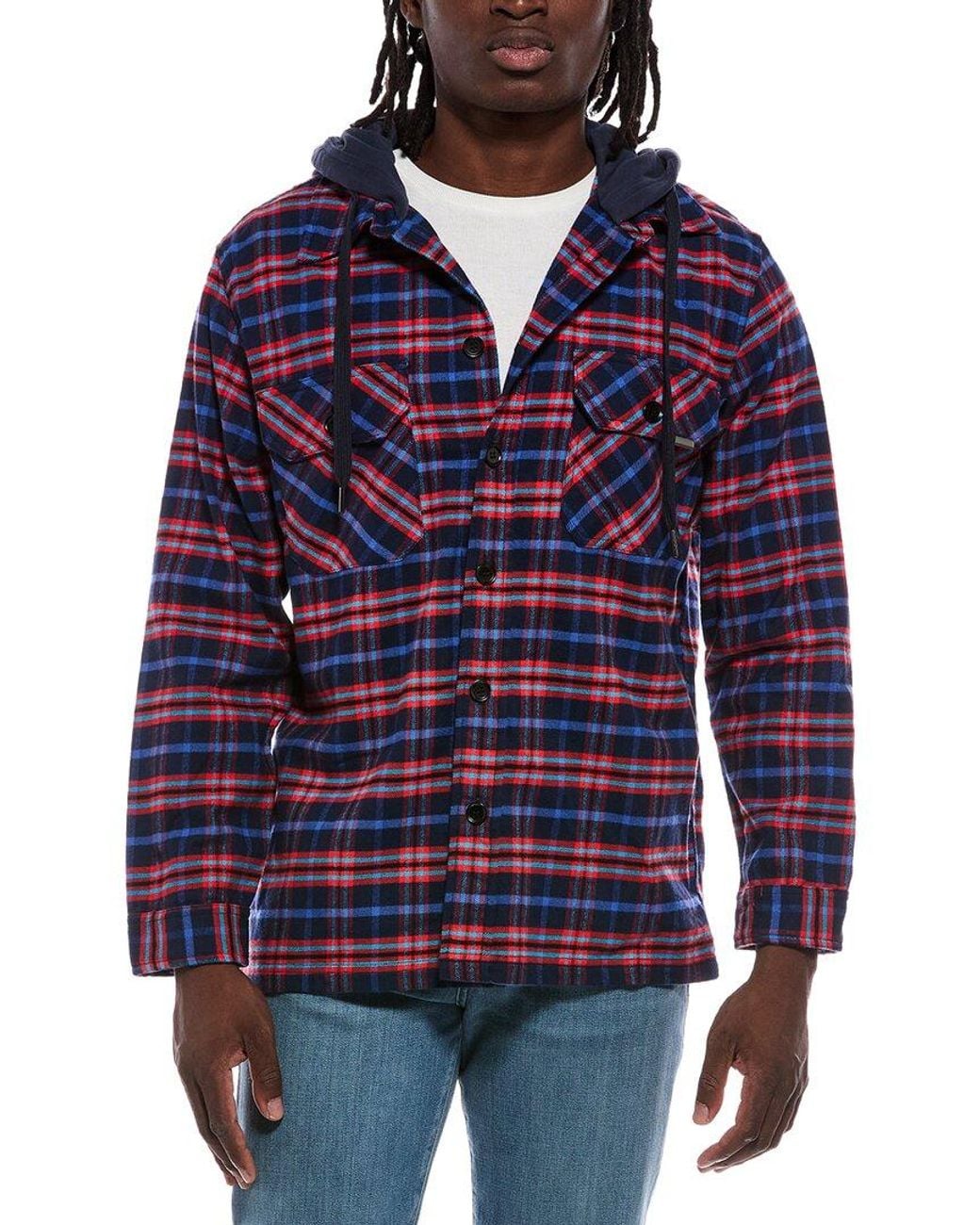 Blank NYC Blue Plaid Shirt Jacket for men