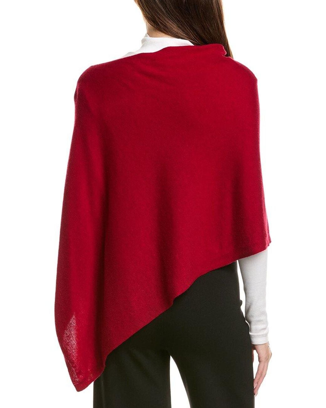 Sofiacashmere Red Sofiacashmere Jersey Wool & Cashmere-Blend Solid Poncho