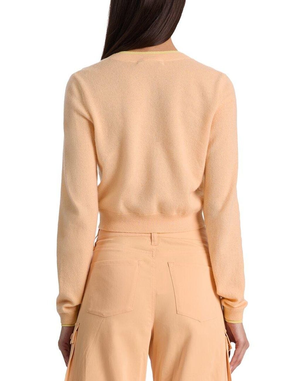 Alice + Olivia Natural Dollie Two Tone Cashmere-Blend Cardigan