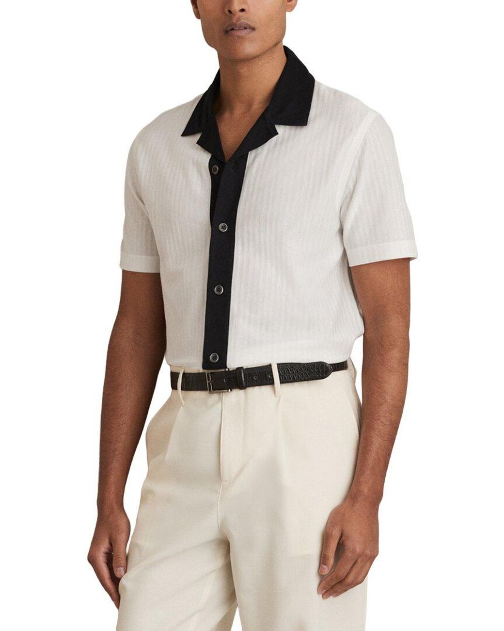 Reiss White Aster Textured Color Shirt for men