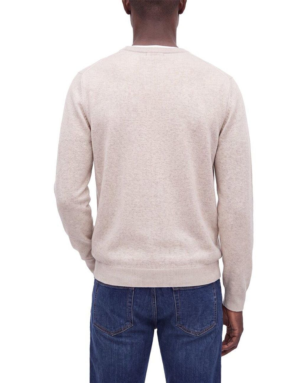N.Peal Cashmere Blue Oxford Cashmere Round Neck Sweater for men