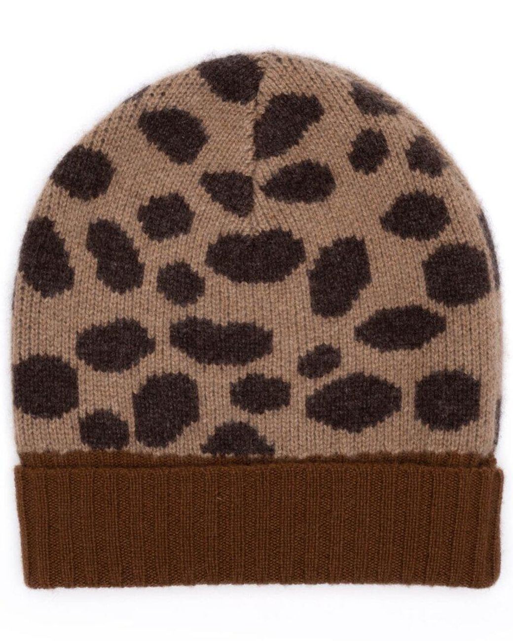 Eugenia Kim Brown Leopard Intarsia Cashmere Hat