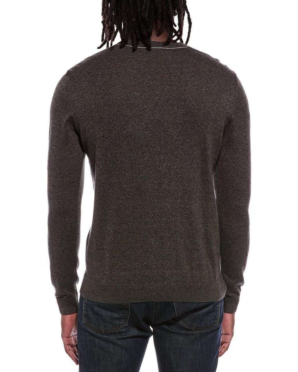 Autumn Cashmere Black Italian Crewneck Contrast Outlink Sweater for men
