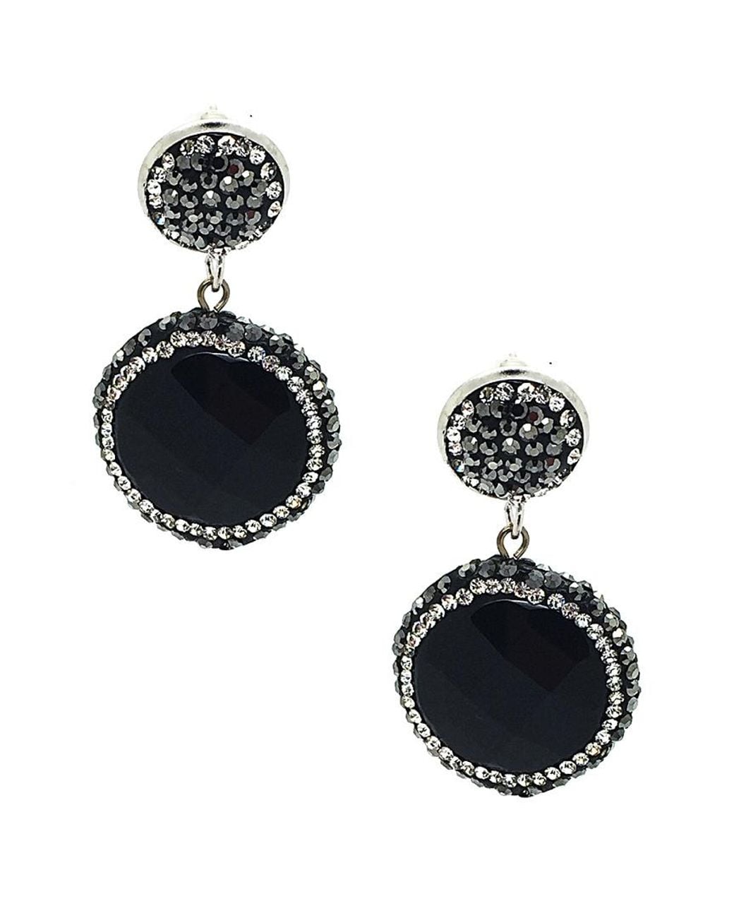 Eye Candy LA Black Gemstone Drop Earrings