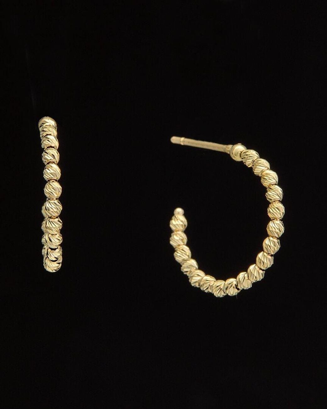 Italian Gold Black 14k Beaded Hoops