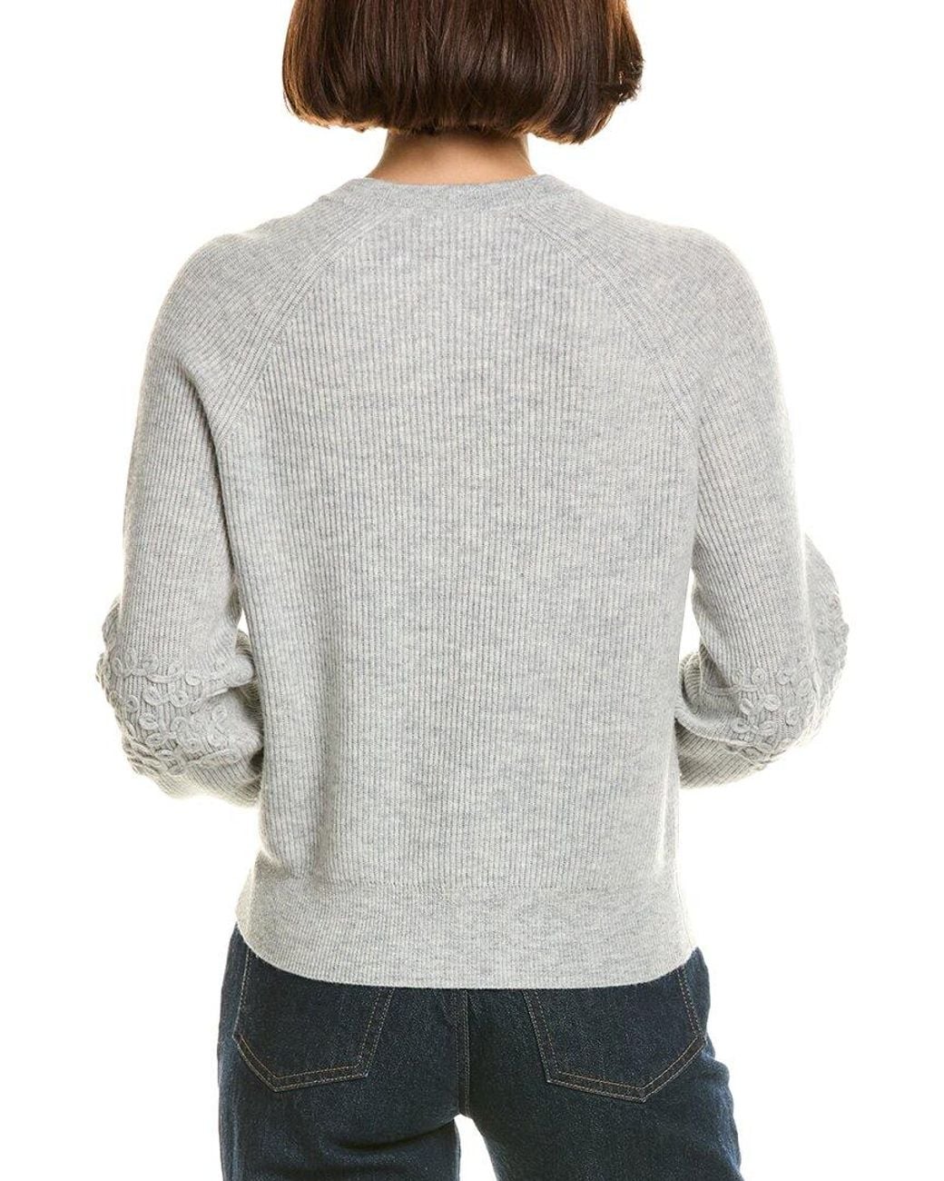 InCashmere Gray Mock Neck Wool & Cashmere-Blend Pullover