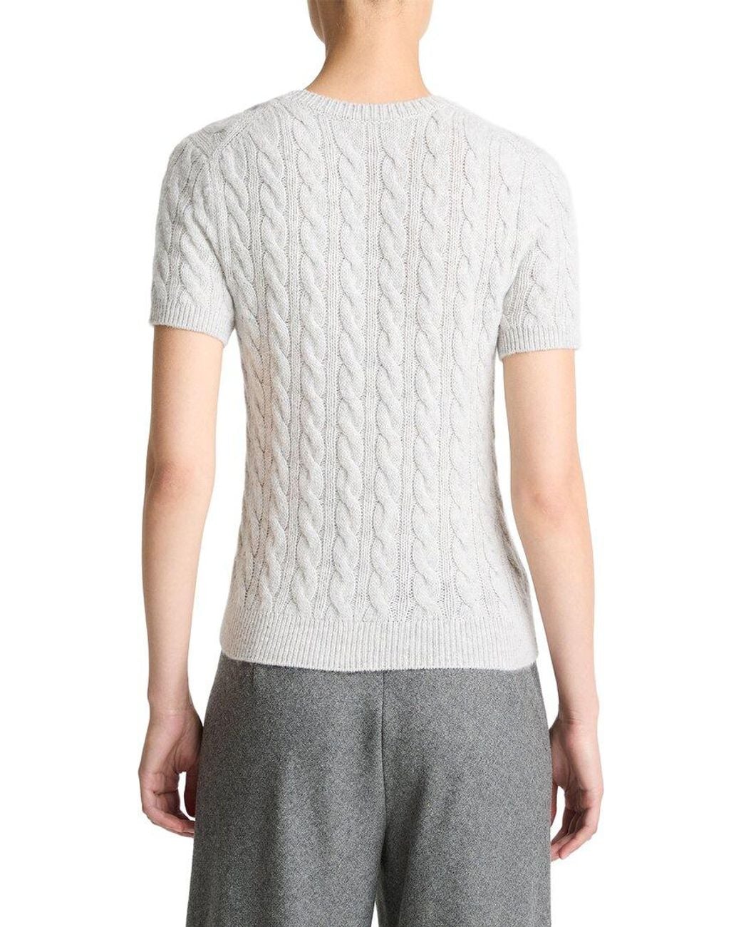 Vince Gray Wool & Cashmere-Blend Cable T-Shirt