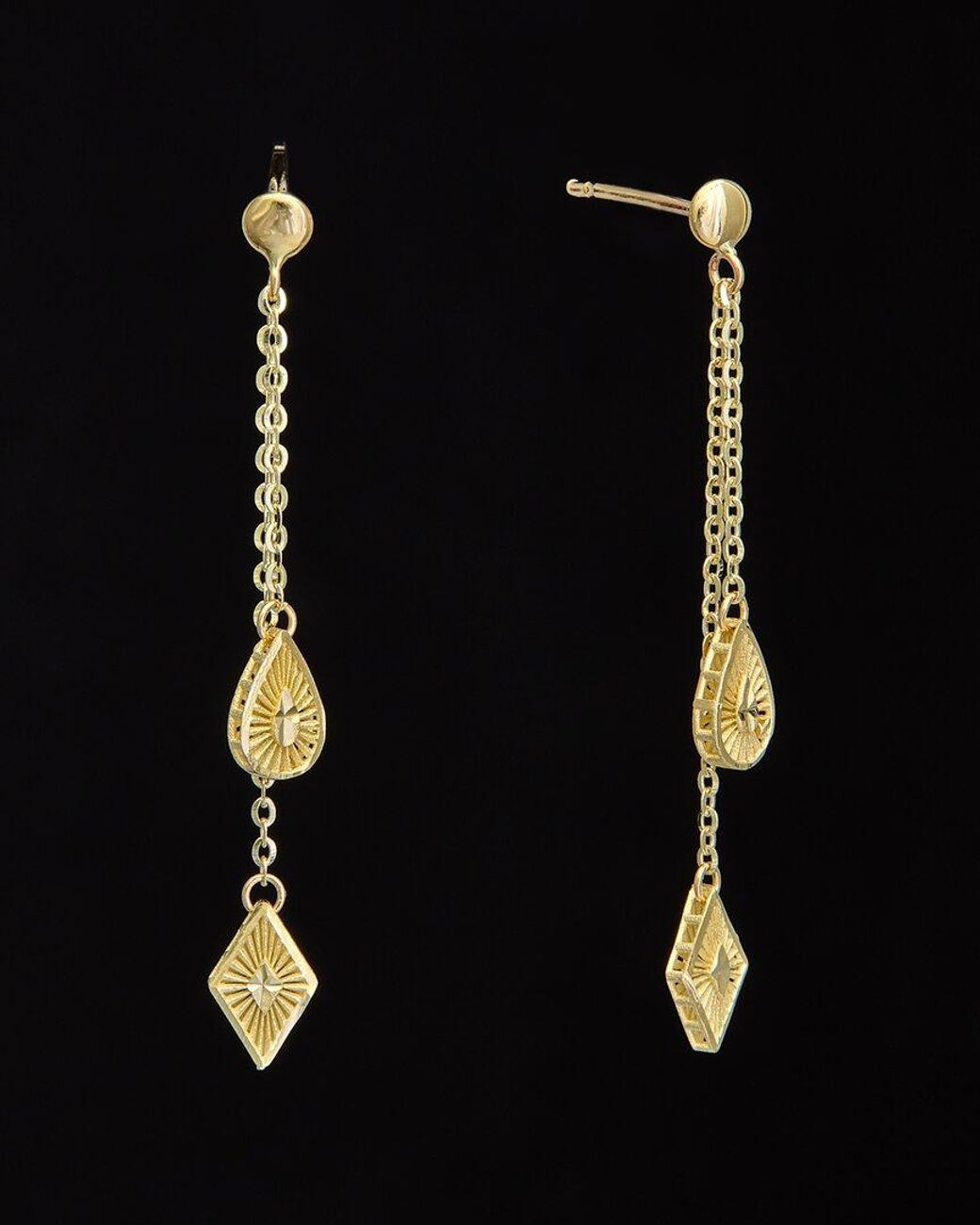 Italian Gold Black 14k Tear Drop & Shape Dangle Earrings