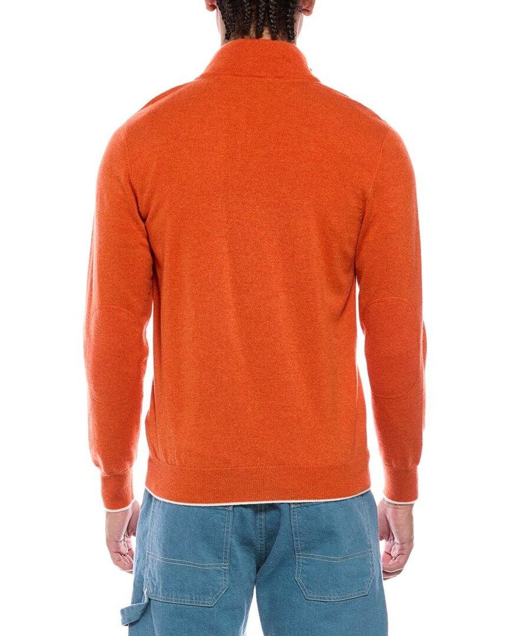 N.Peal Cashmere Orange Carnaby Cashmere 1/2-Zip Sweater for men