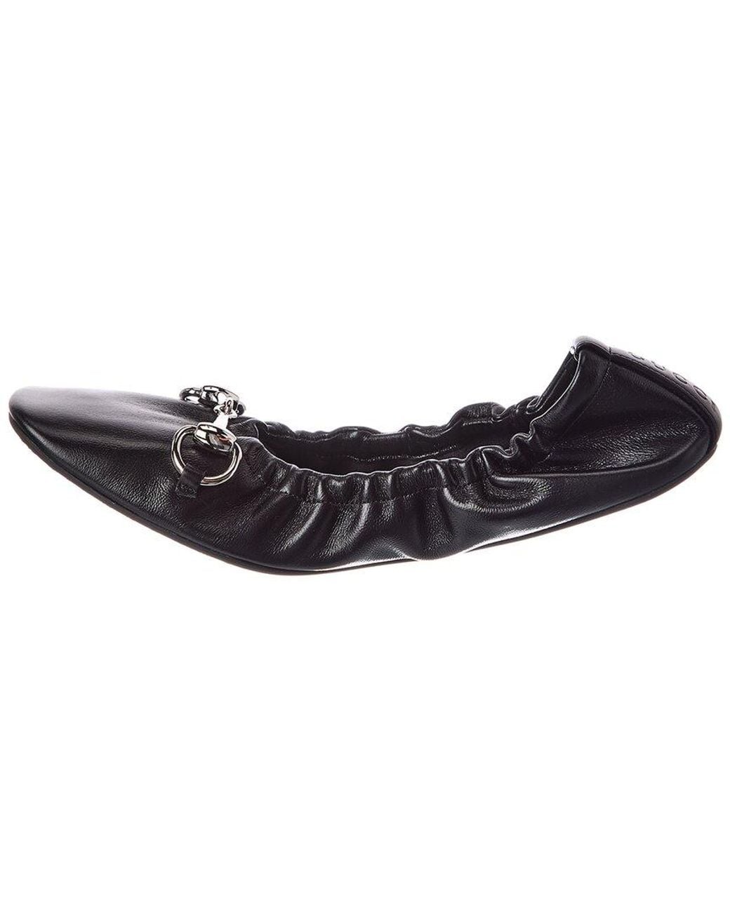 Gucci Black Prima Leather Ballet Flat
