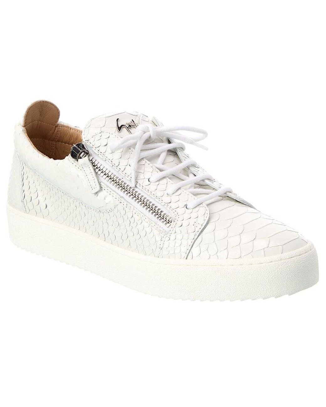 Giuseppe Zanotti White May London Snake-Embossed Leather Sneaker for men