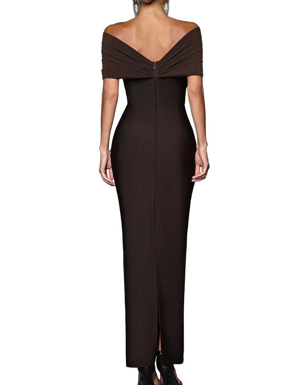 Dilireba Black Off Shoulder Embellished Maxi Dress