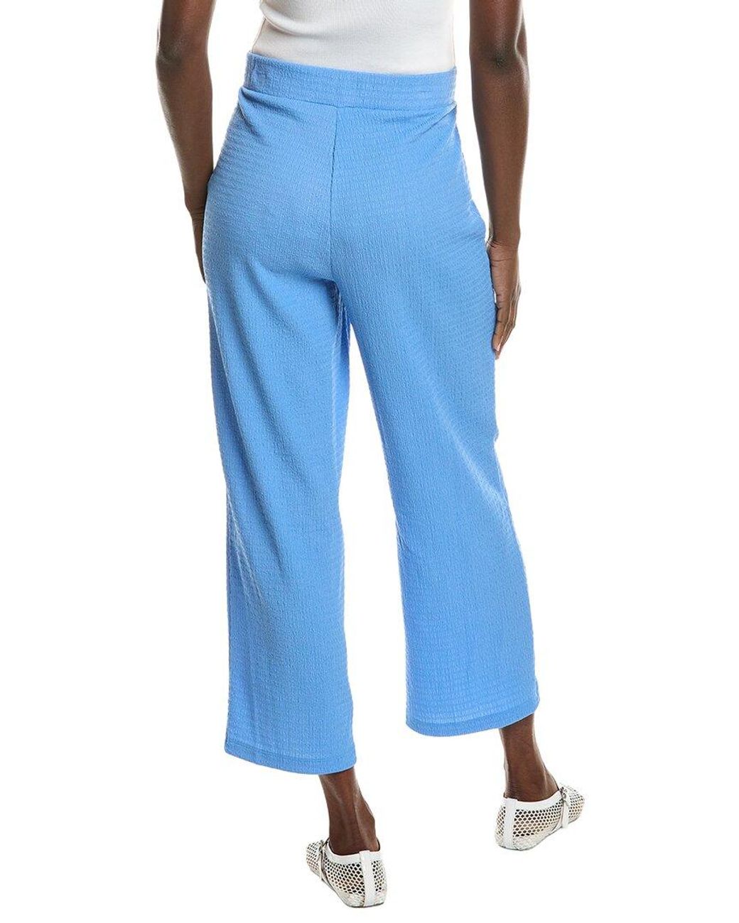 Jones New York Blue Seabreeze Crinkle Wide Leg Crop Pant
