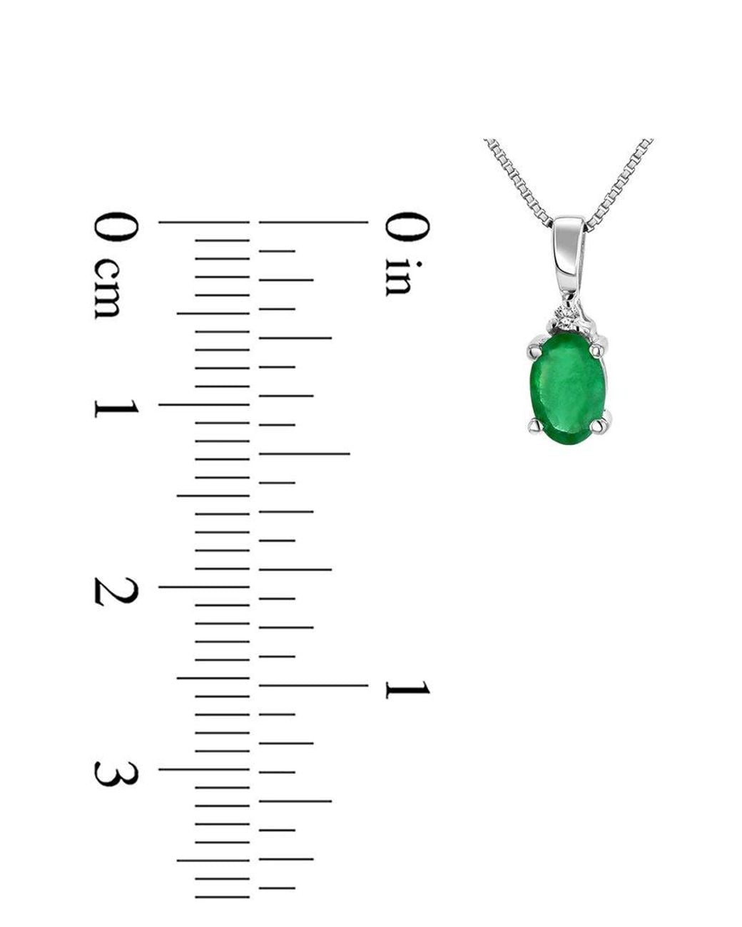 LEVARON Metallic 14K 0.31 Ct. Tw. Diamond & Emerald Drop Pendant