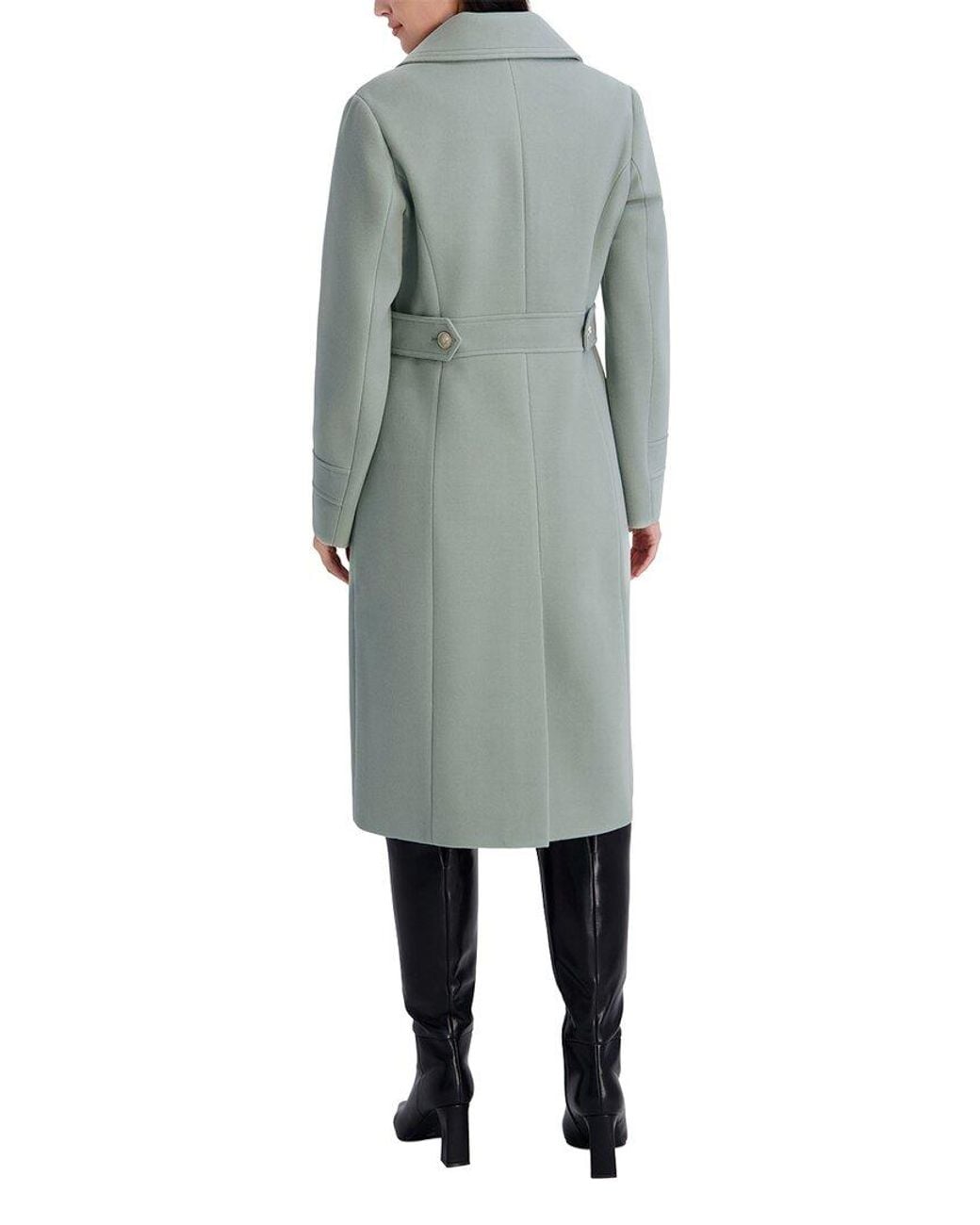 Kensie Gray Faux Wool Tailored Longline Coat