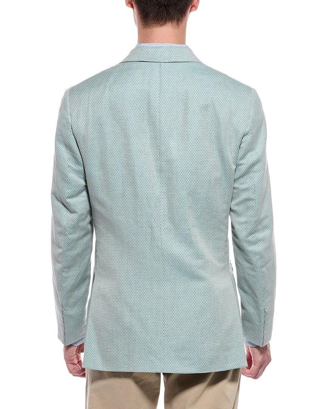 Isaia Blue Linen-Blend Jacket for men