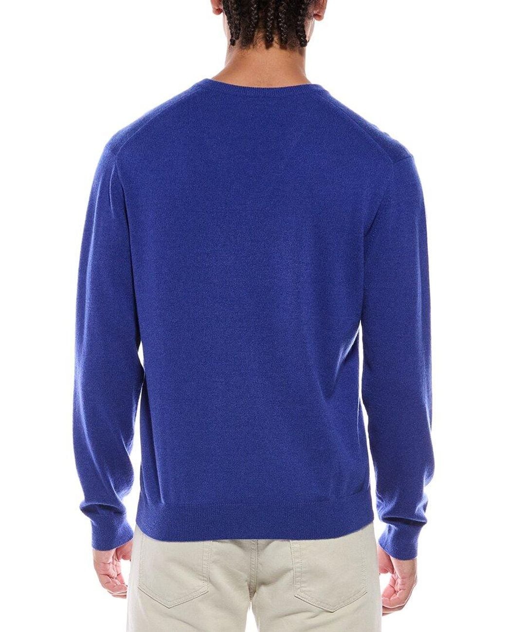 N.Peal Cashmere Blue Burlington Cashmere V-Neck Sweater for men