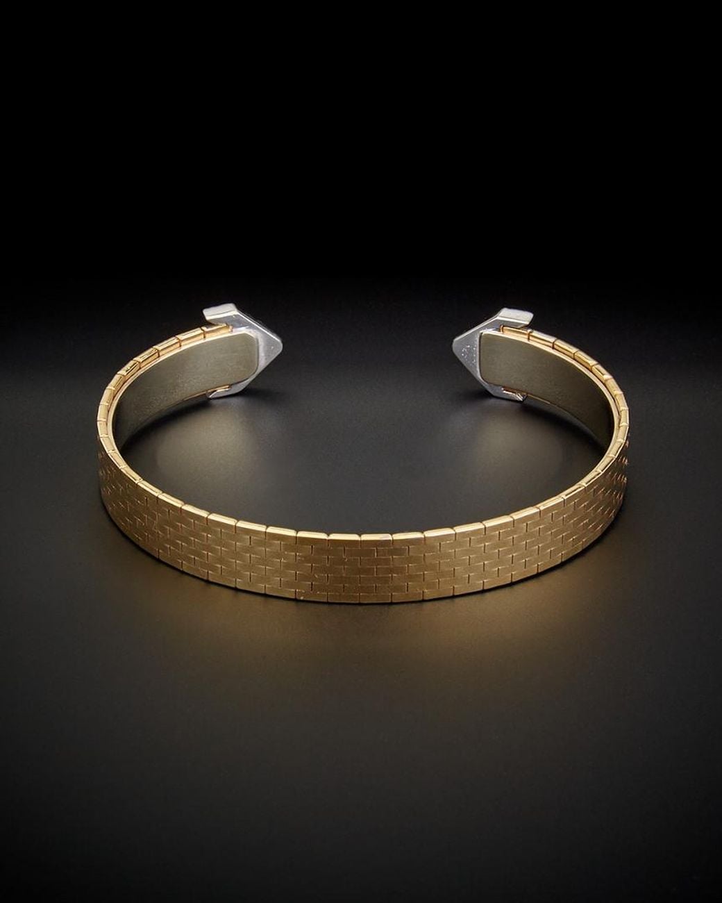 Italian Gold Black 14k Two-tone Sparkle Mirror Cuff