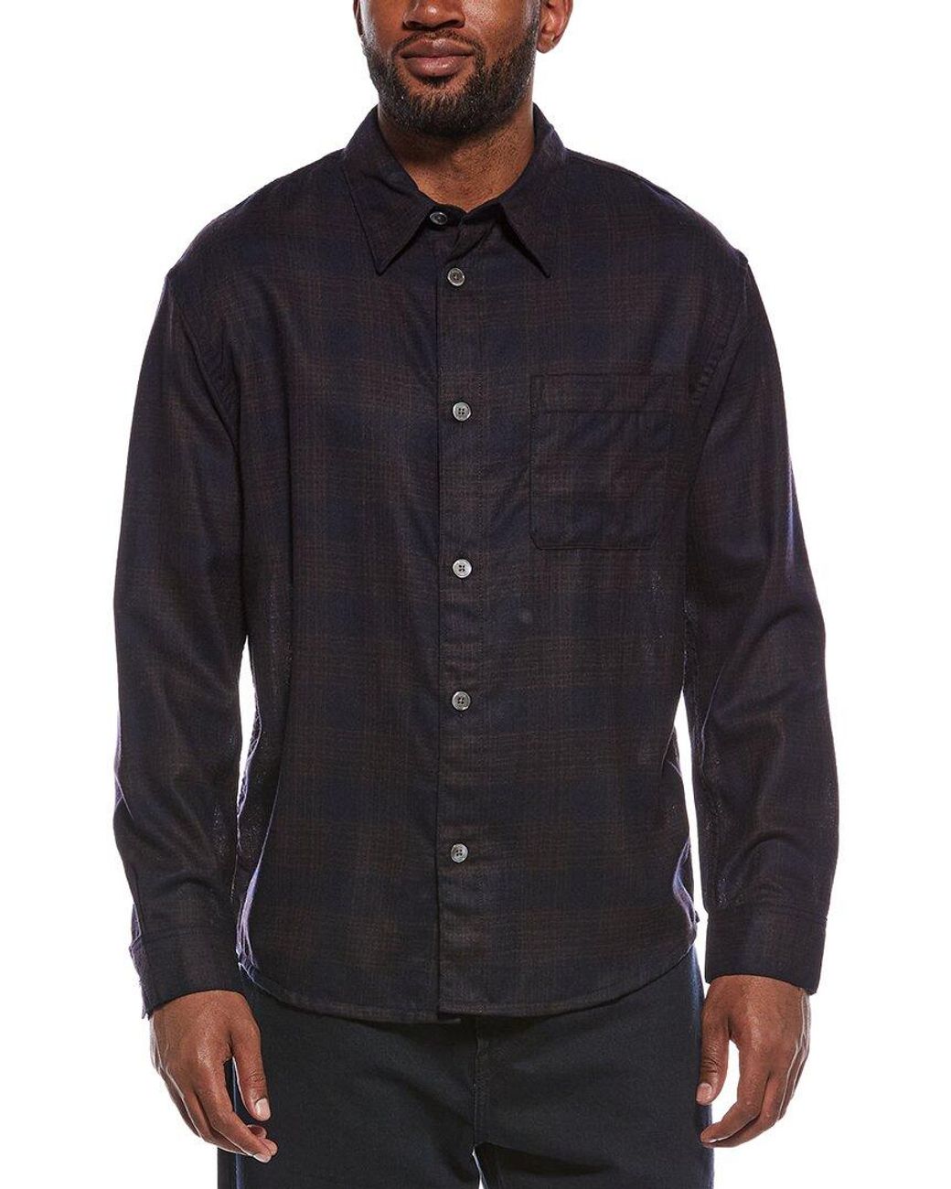 FRAME Blue Wool Plaid Shirt for men