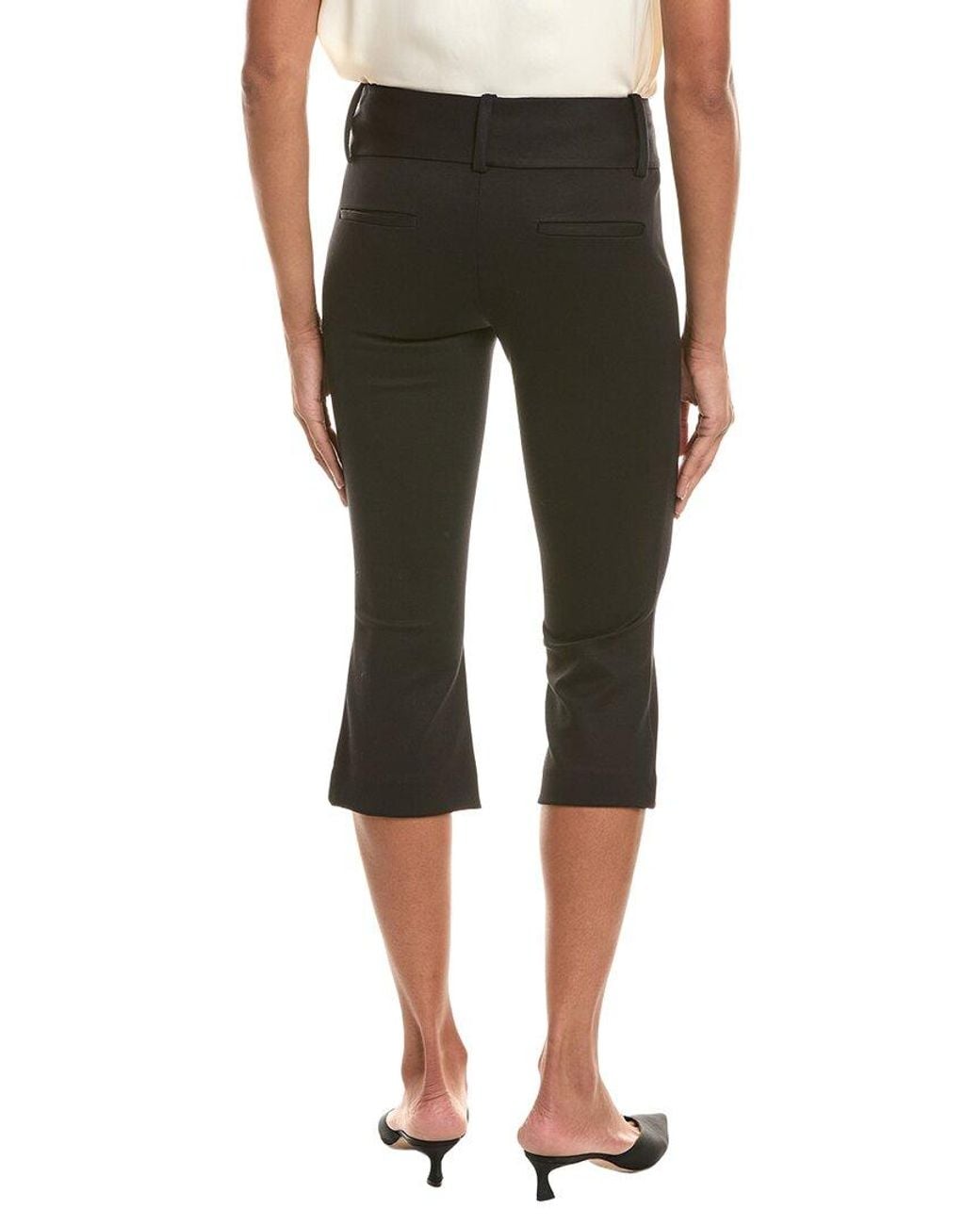 Alice + Olivia Black Kai Low-Rise Wide Waistband Capri Pant