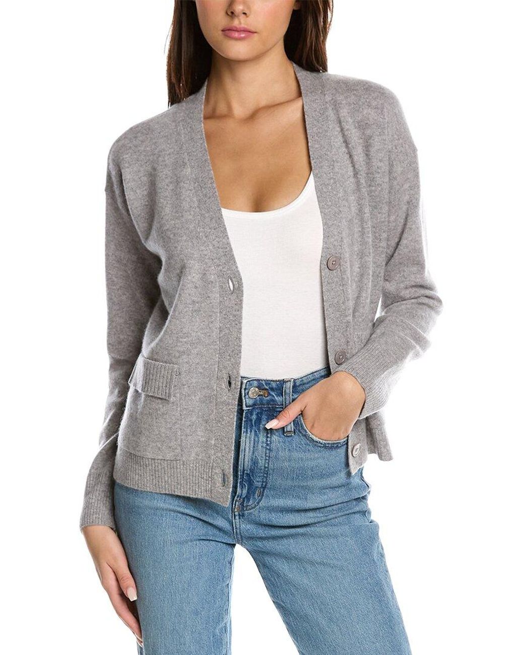 Over Washed V-neck Cashmere Cardigan 