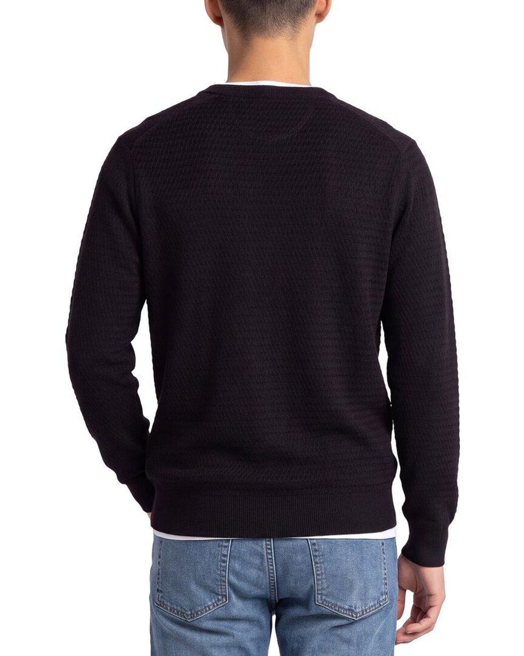 Raffi Black Textured Crewneck Sweater for men