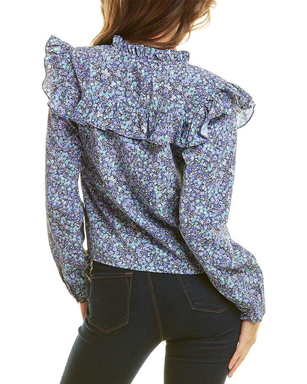 CELINA MOON Blue Ruffle Blouse