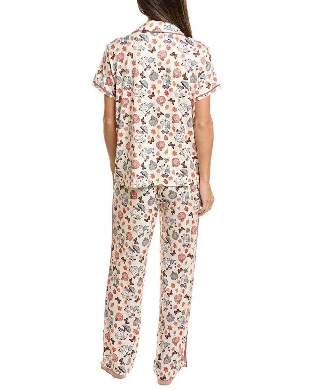 Haute Dreamz White 2Pc Novelty Side Piping Pajama Set