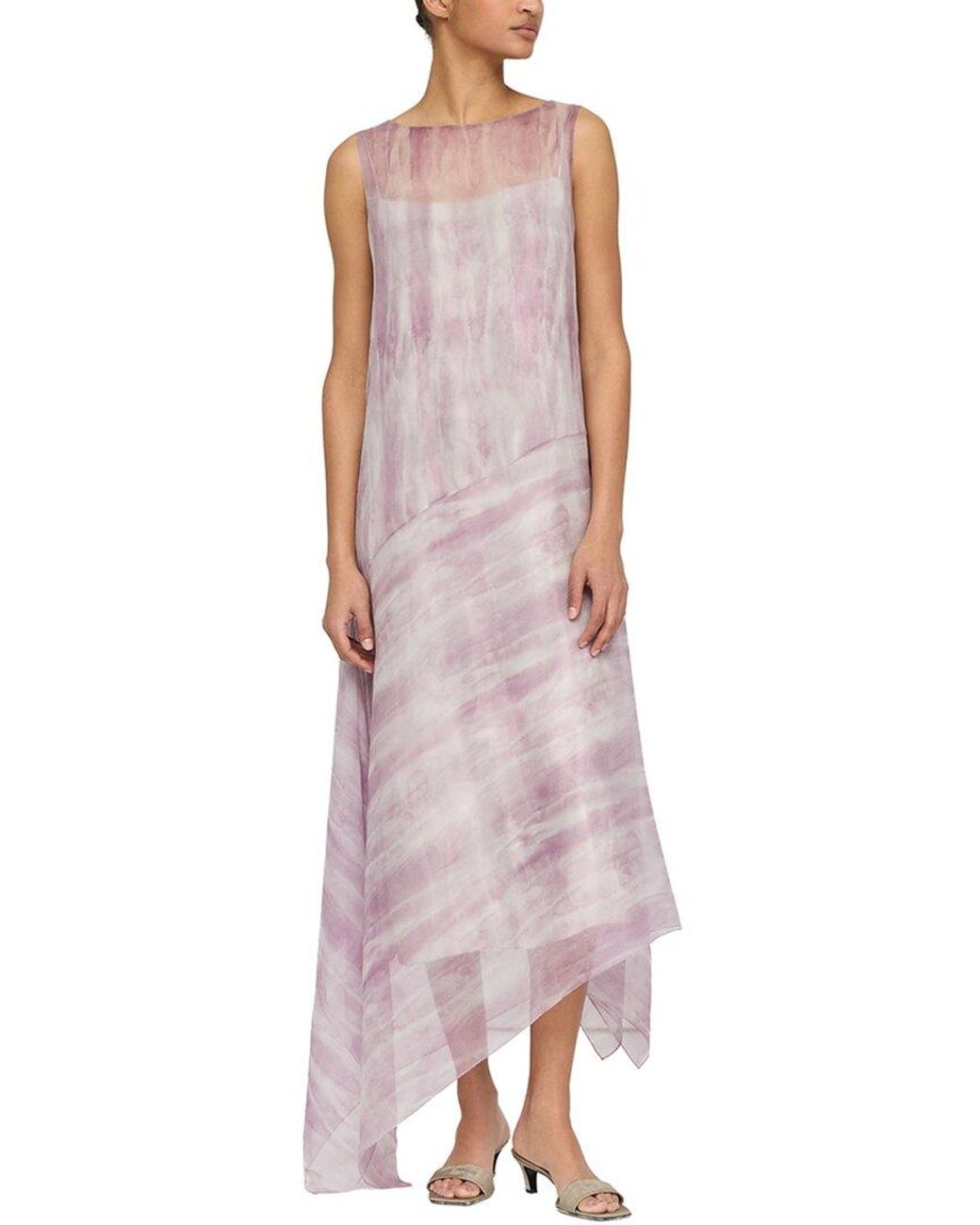 Lafayette 148 New York Purple Asymmetric Drop Waist Dress