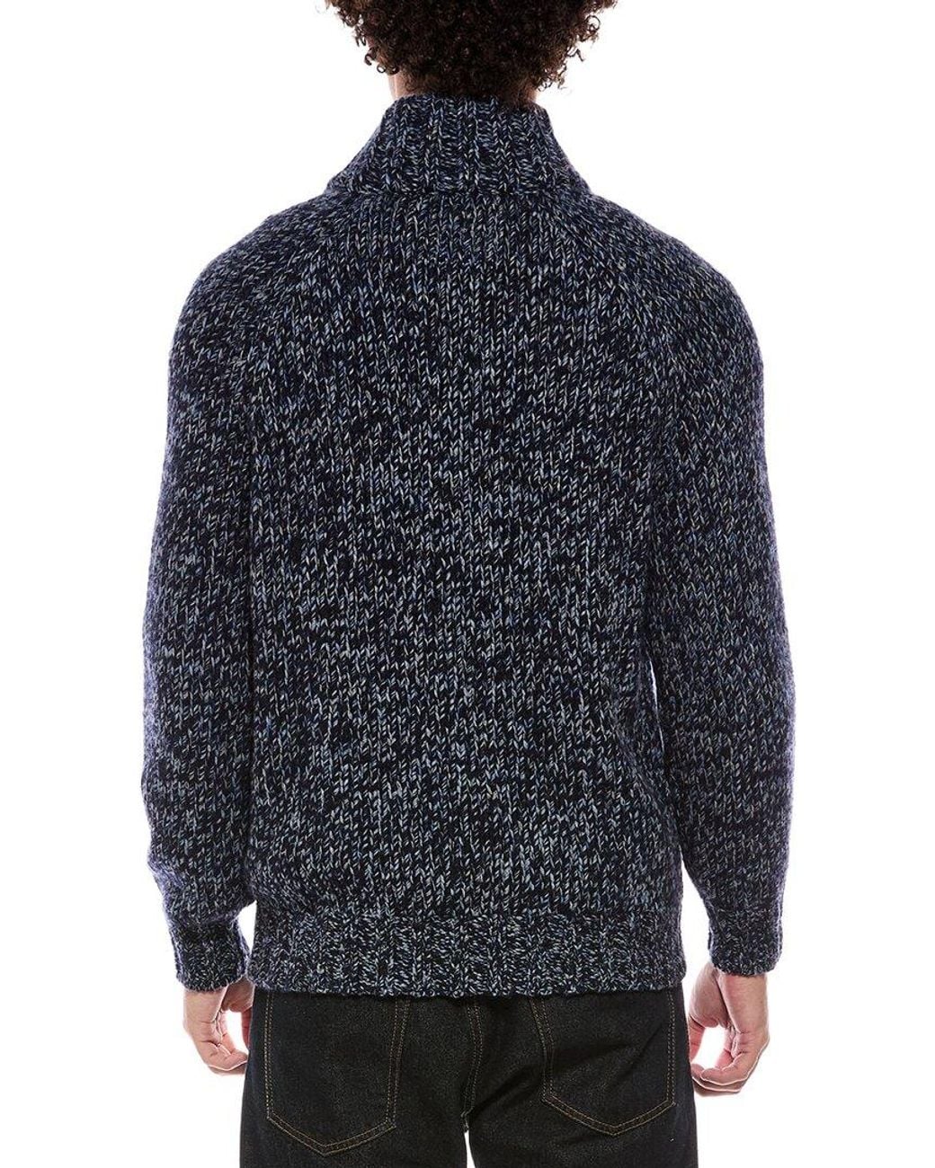 Brunello Cucinelli Blue Wool, Cashmere, & Silk-Blend Zip Sweater for men