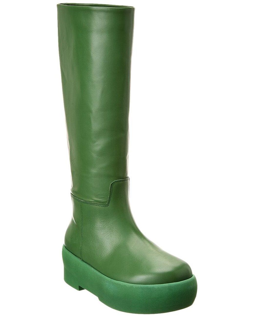 Gia Borghini Green Gia 16 Leather Knee-High Platform Boot