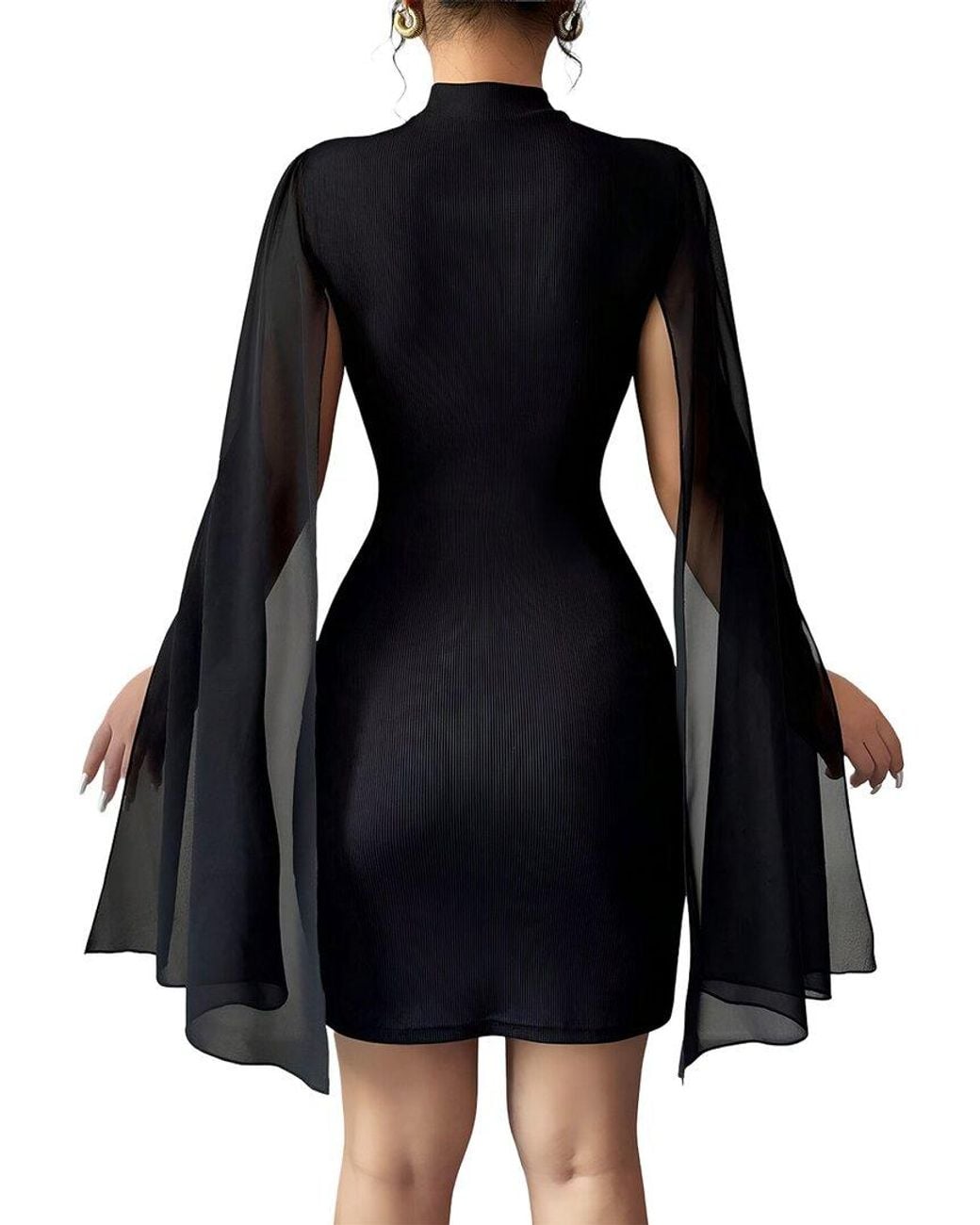 AMINA GLAM Black Solid Mini Dress