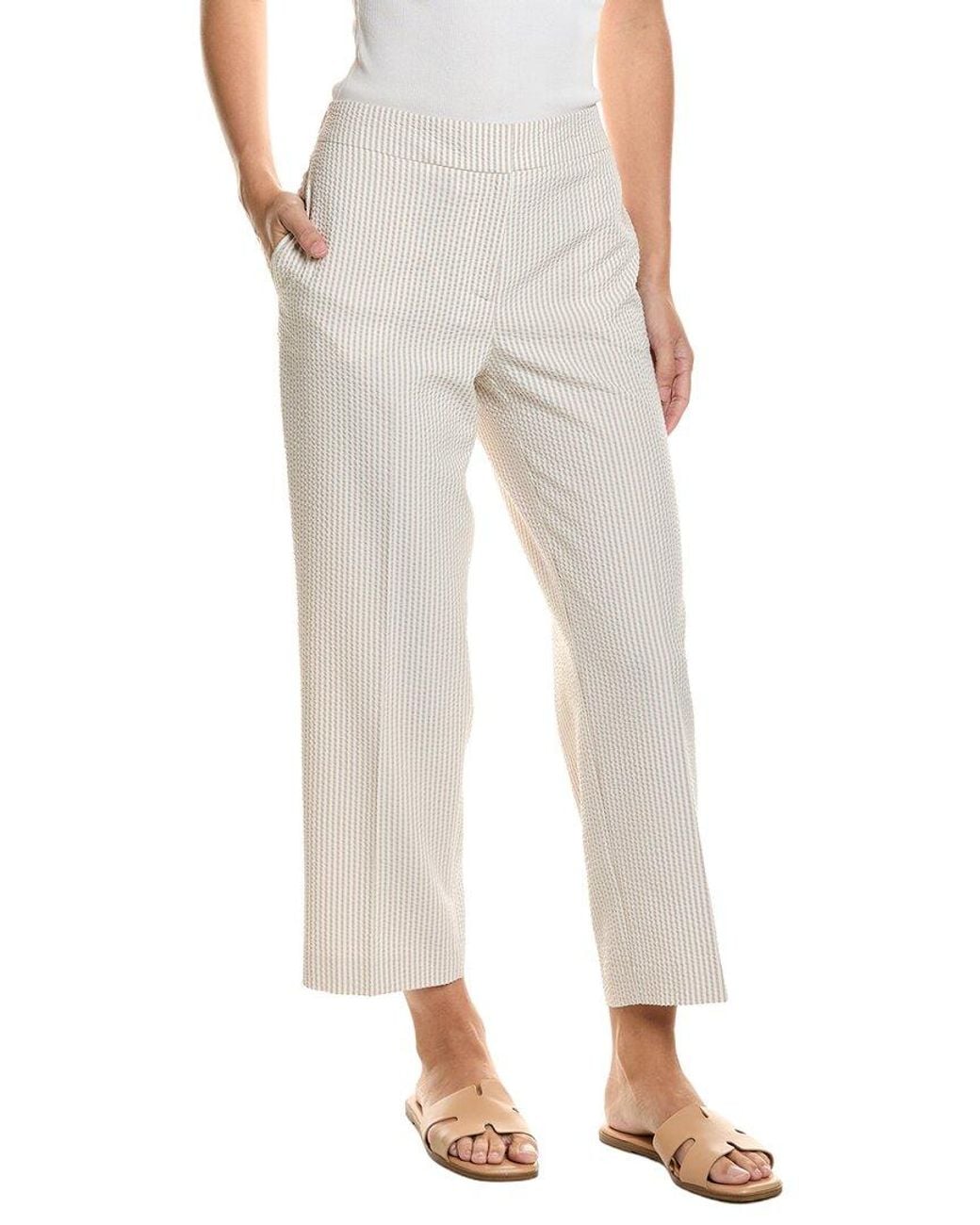 Jones New York Natural Straight Crop Seersucker Pant