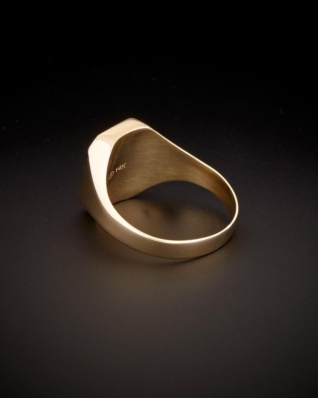 Italian Gold Black 14k Rectangular Signet Ring