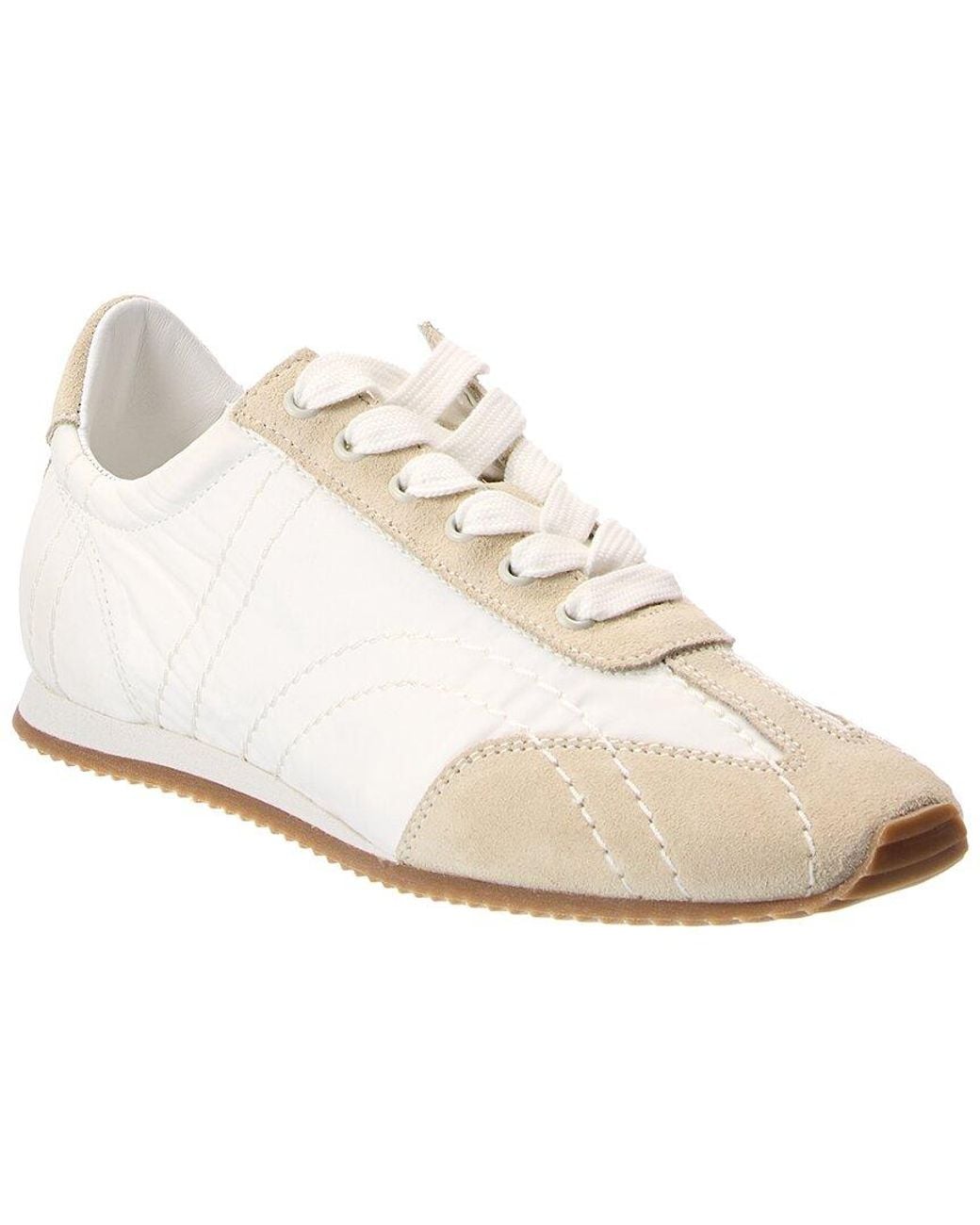 Totême White Flex Suede & Canvas Sneaker