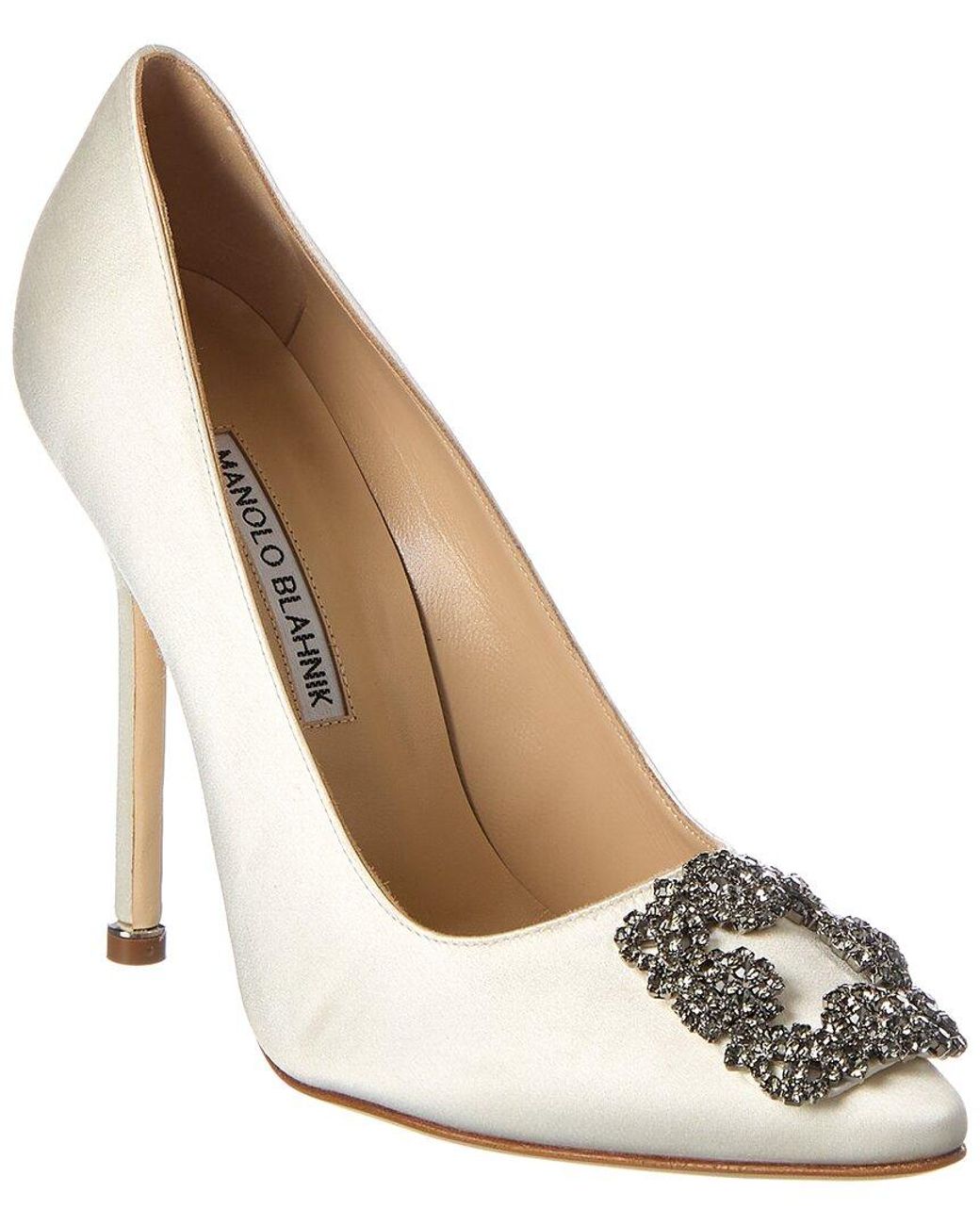 Manolo Blahnik Hangisi 115 Satin Pump in White | Lyst