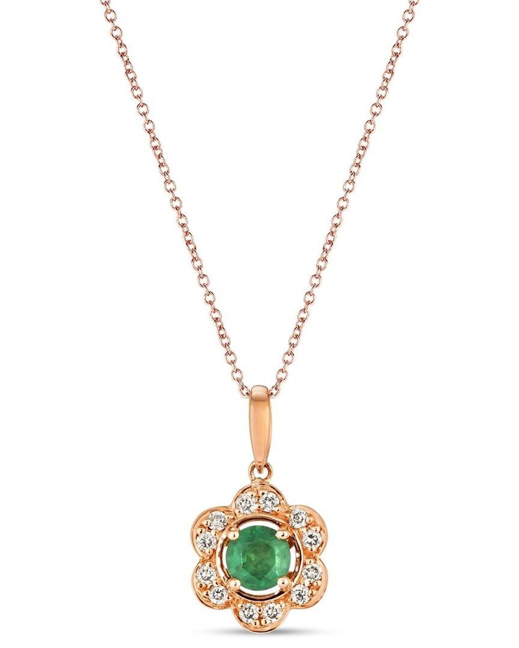 Le Vian Metallic Balance 14K 0.39 Ct. Tw. Diamond & Emerald Pendant