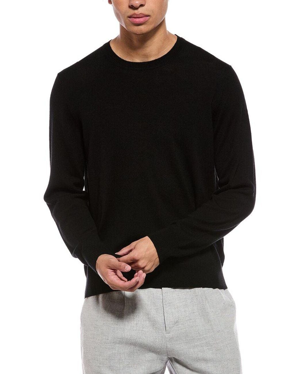 Bruno Magli Black Merino Wool-blend Crewneck Sweater for men