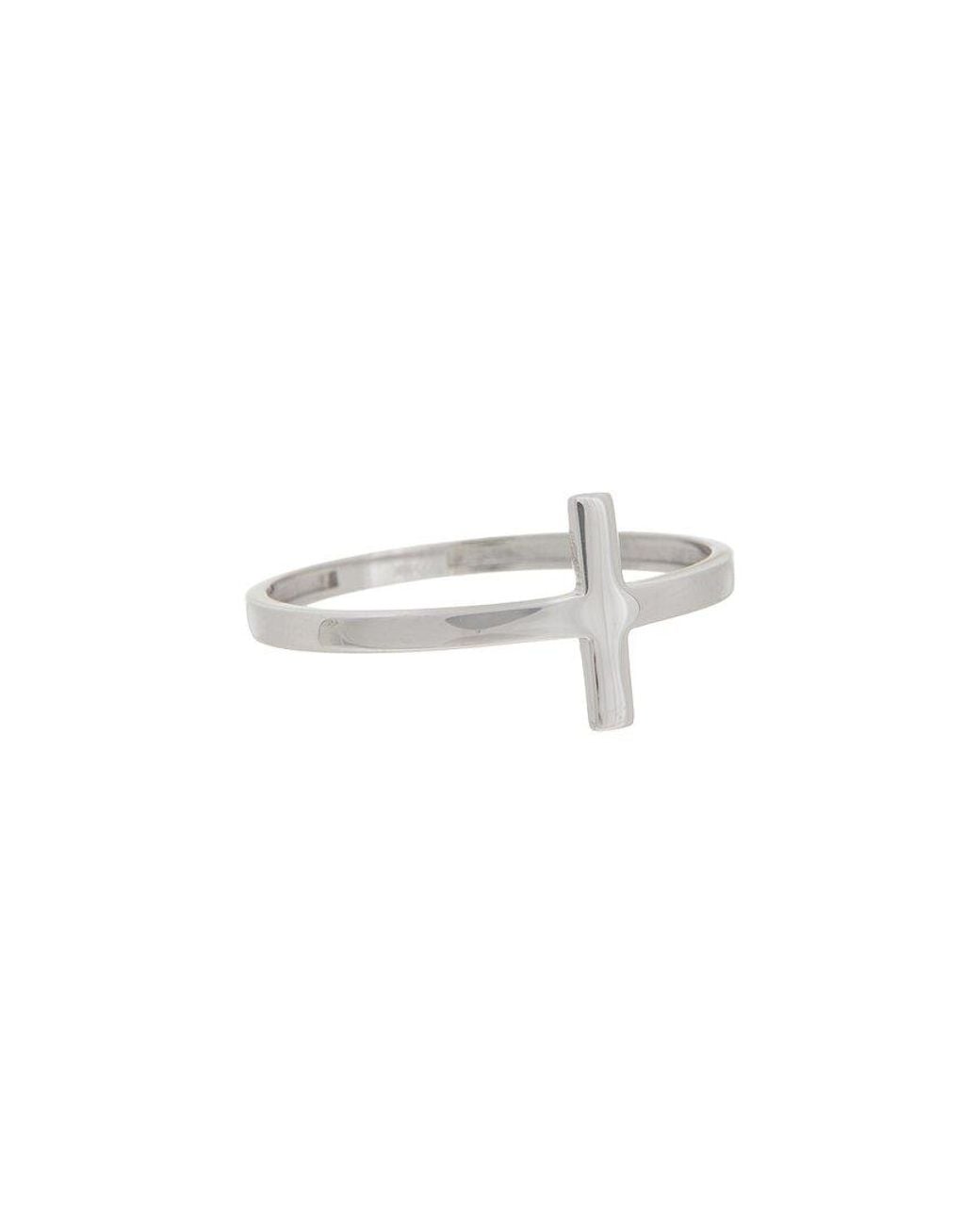 Italian Gold White 10K Cross Ring