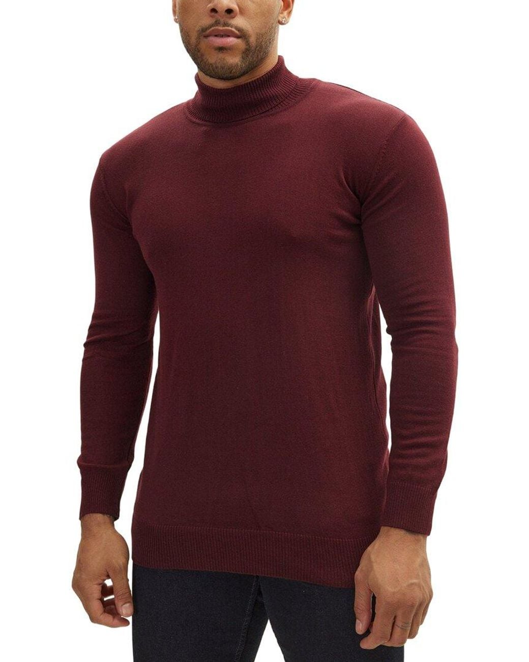 Ron Tomson Red Roll Neck Knit Sweater for men