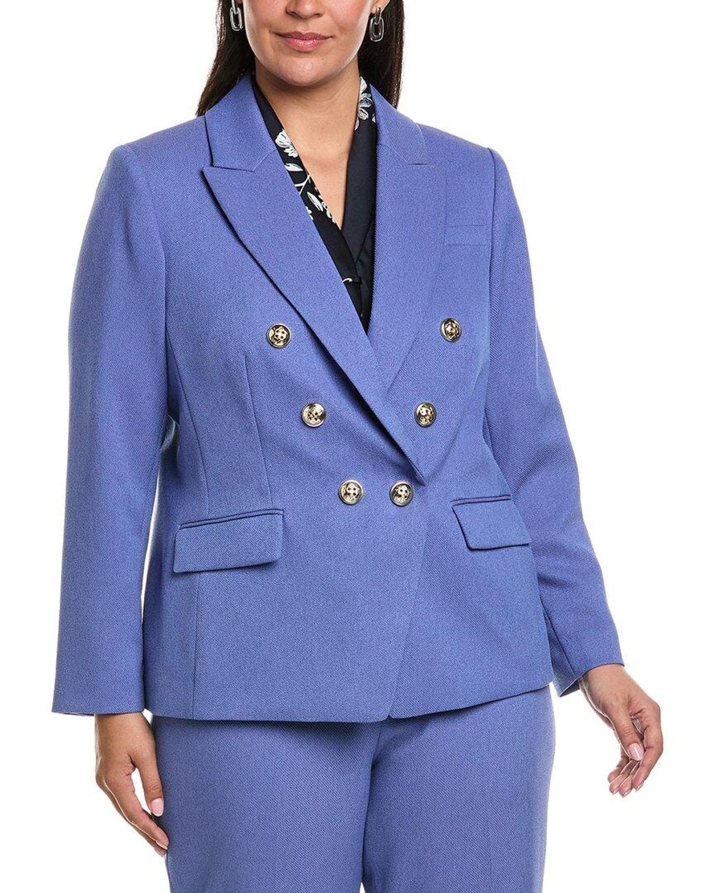 Tahari Blue Plus Twill Blazer