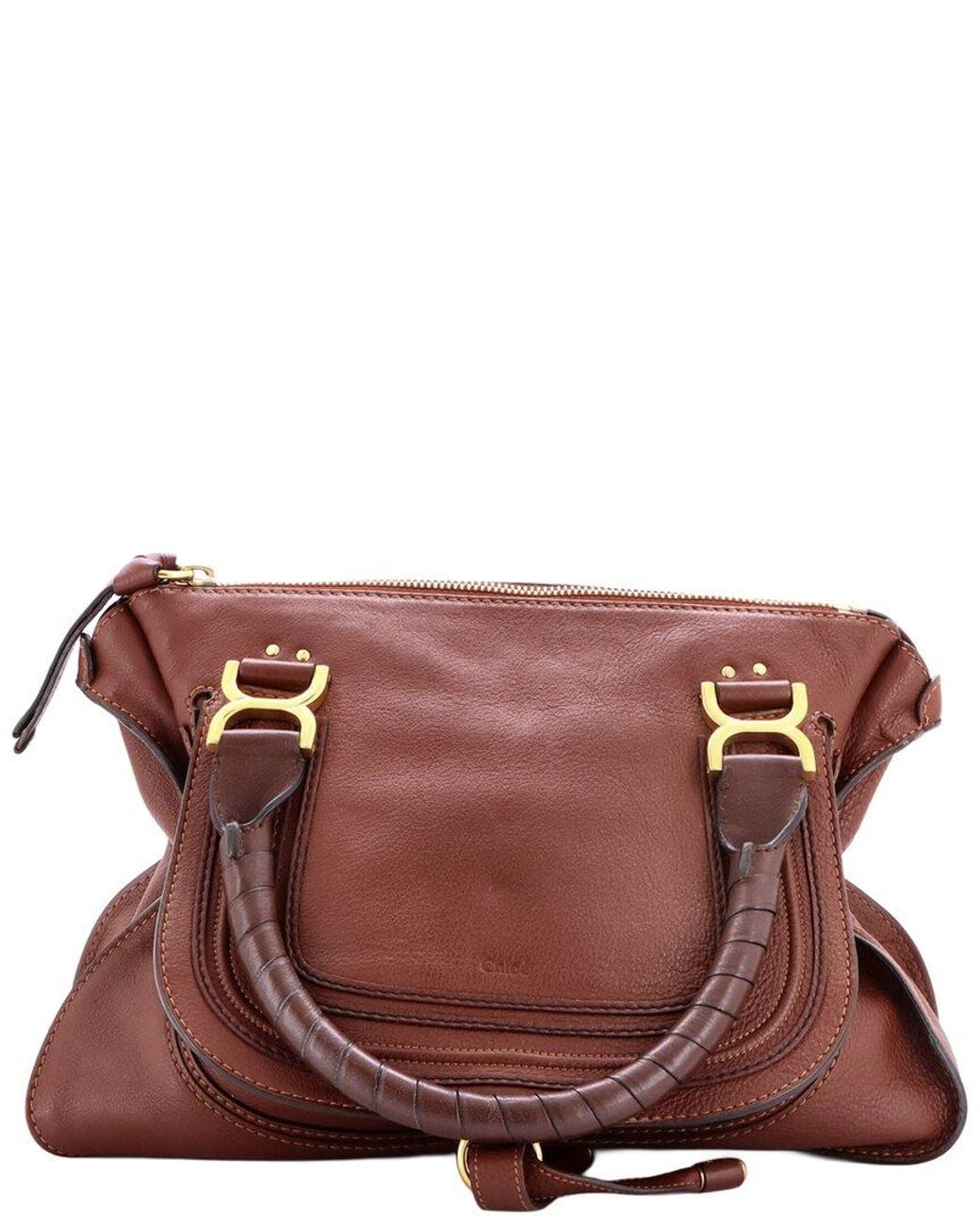 Chloé Brown Leather Marcie Shoulder Bag Medium (Authentic Pre-Loved)