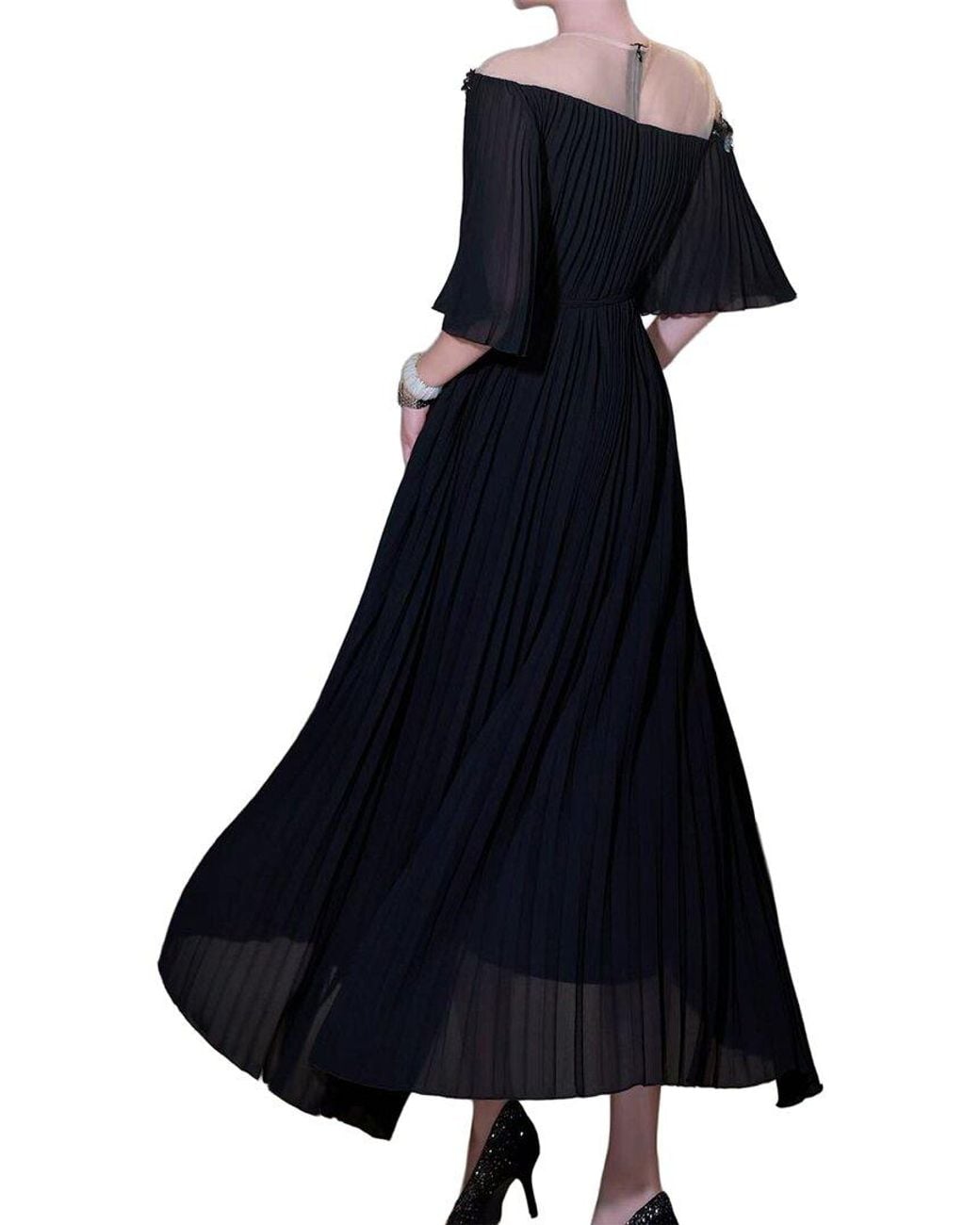 BRC By BURRYCO Blue Off Shoulder Solid Maxi Dress