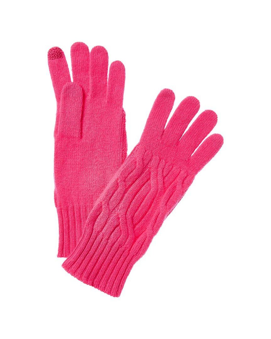 Hannah Rose Pink Wide Cable Cashmere Gloves